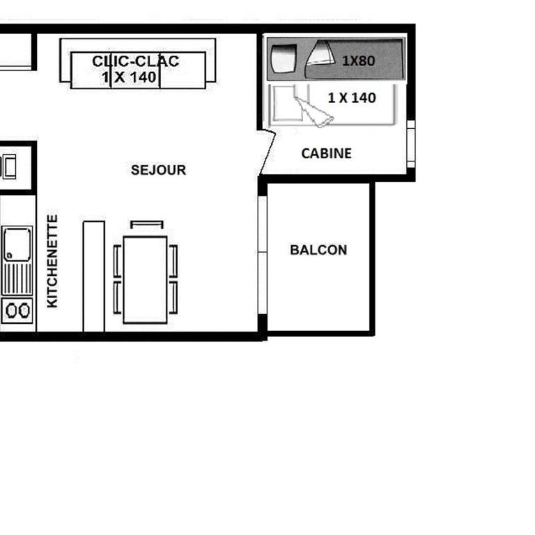 Studio cabine au centre - 5 pers. - Appartement 1 Chambre - 3