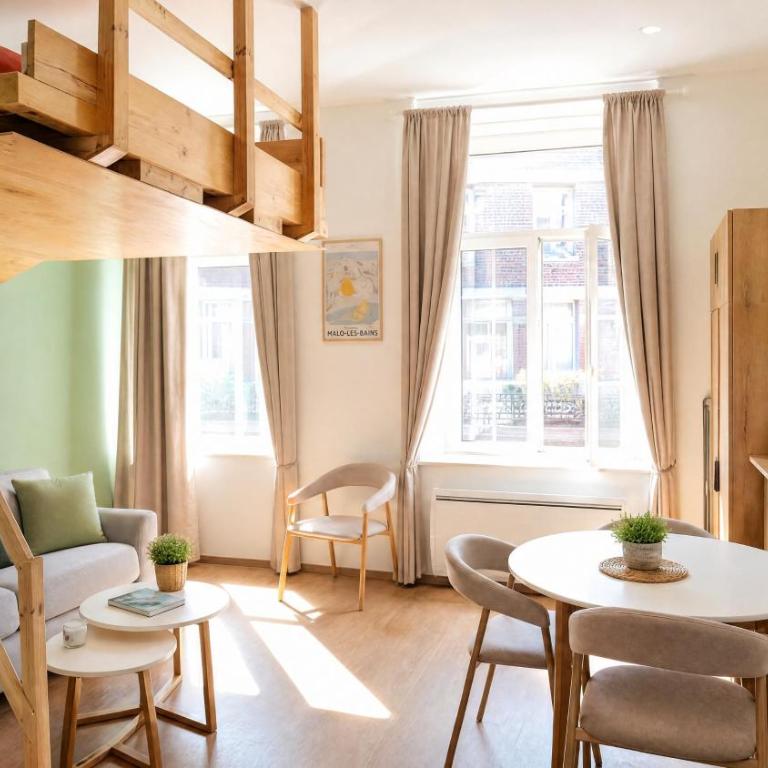 Joli appartement "Pause bien méritée" entièrement rénové, secteur plage, digue de Malo Dunkerque, capacité 2 ou famille 4, Mezzanine pour les enfants - Appartement 1 Chambre - 1
