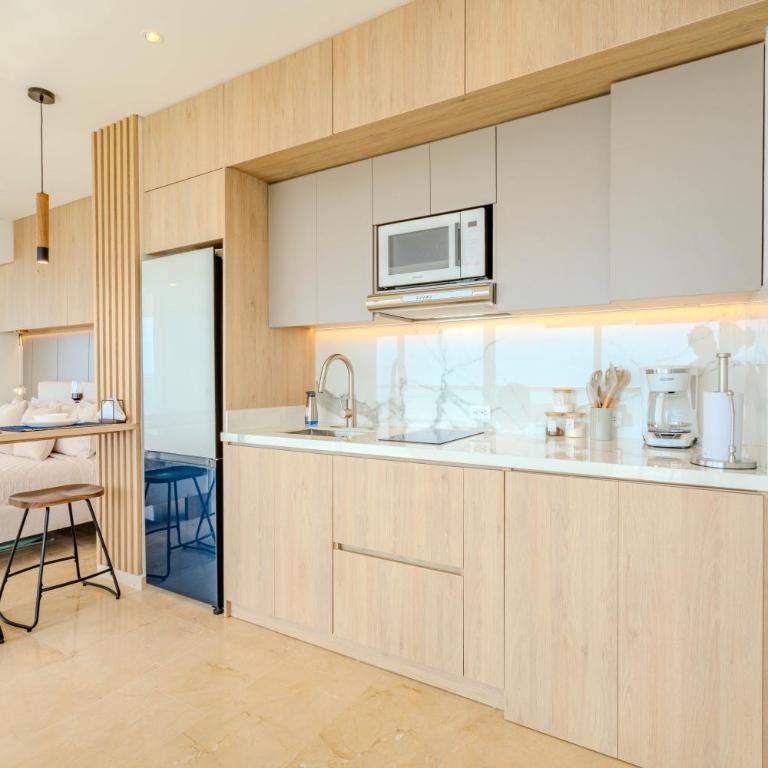Apartamento con dos vistas al mar jacuzzi, baño turco jacuzzi con parqueadero y cerca al aeropuerto 8 20 - One-Bedroom Apartment - 6