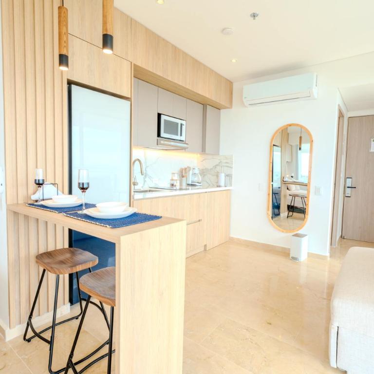 Apartamento con dos vistas al mar jacuzzi, baño turco jacuzzi con parqueadero y cerca al aeropuerto 8 20 - One-Bedroom Apartment - 5