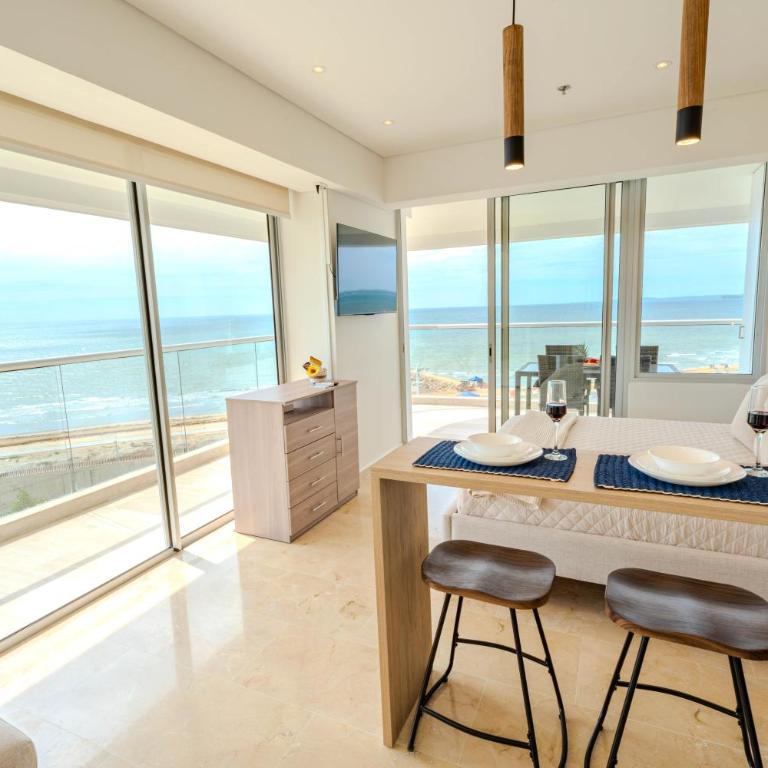Apartamento con dos vistas al mar jacuzzi, baño turco jacuzzi con parqueadero y cerca al aeropuerto 8 20 - One-Bedroom Apartment - 4