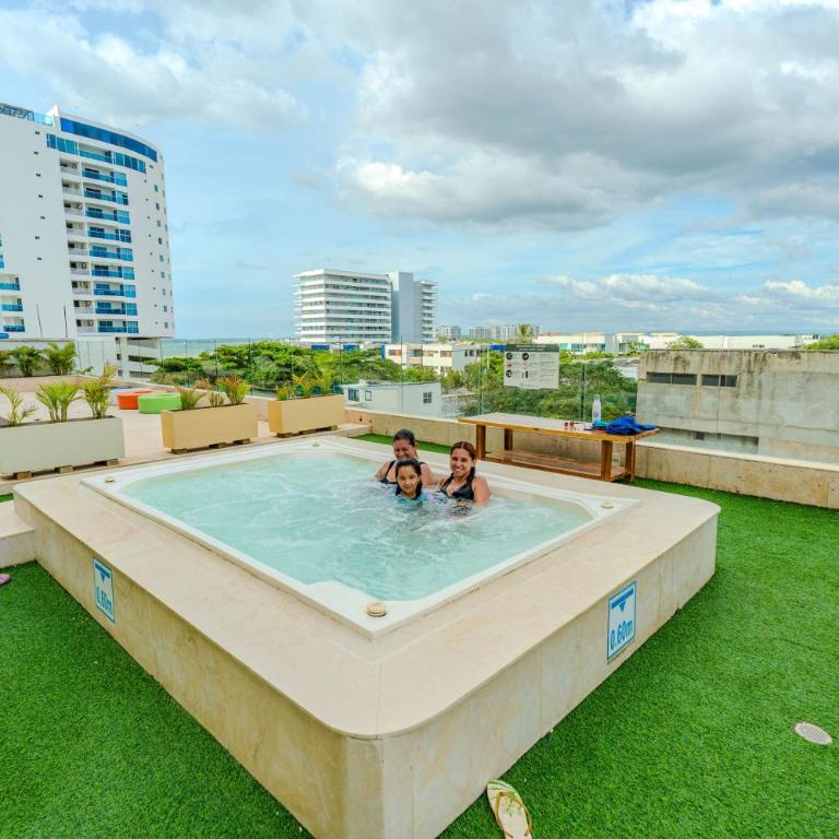 Apartamento con dos vistas al mar jacuzzi, baño turco jacuzzi con parqueadero y cerca al aeropuerto 8 20 - One-Bedroom Apartment - 31