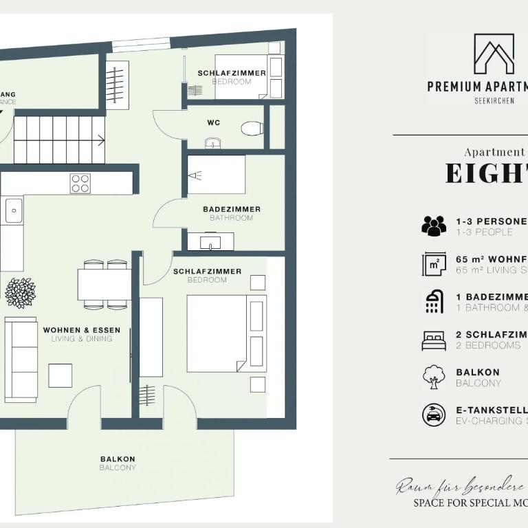 "EIGHT" Premium Apartments Seekirchen, charmante 3-Zi-Dachgeschoss-Wohnung mit Balkon - Apartment mit 2 Schlafzimmern - 43