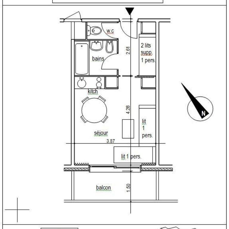 Résidence Les Dauphinelles - Studio pour 4 personnes à Méribel Altiport proche des pistes et du golf MAE-3024 - Estudio - 7
