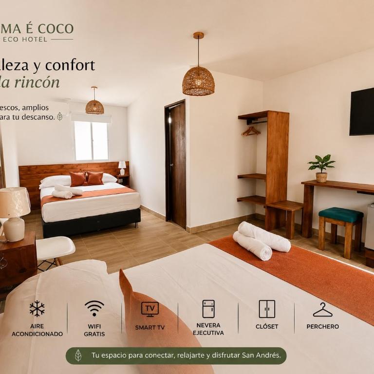 Eco-Hotel Palma É Coco - Habitación Cuádruple con baño privado - 3