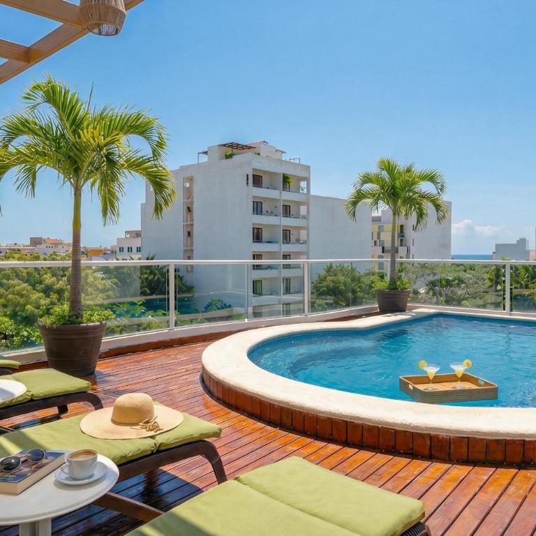 Rooftop Pool 1BR 2BR Duplex Sleeps 2-8, 3 Blue Flag Beaches 15 Min & 5th Ave 10 Min, Chedraui Grocery 15 Min, Kitchen WiFi AC - Premium Apartment mit 1 Schlafzimmer - 11