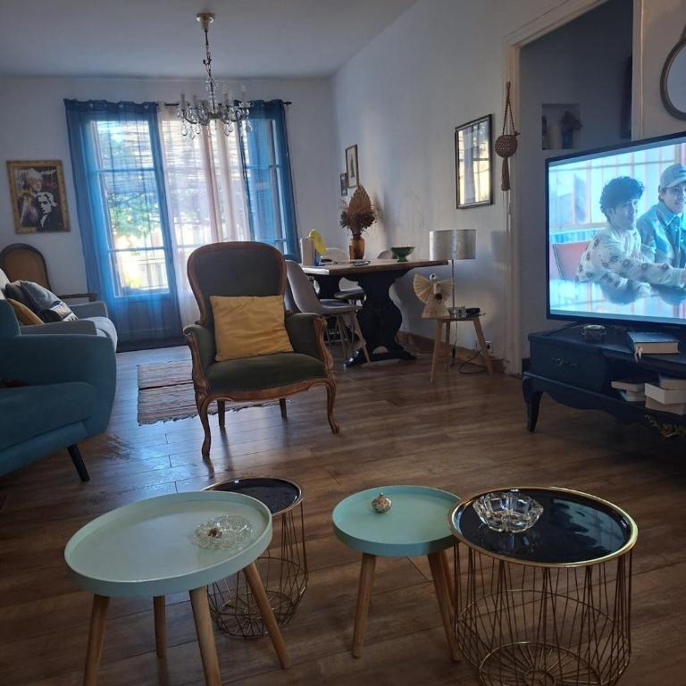 Ground floor apartment of a bucolic villa in town, garden et parking - Maison 1 Chambre - 7