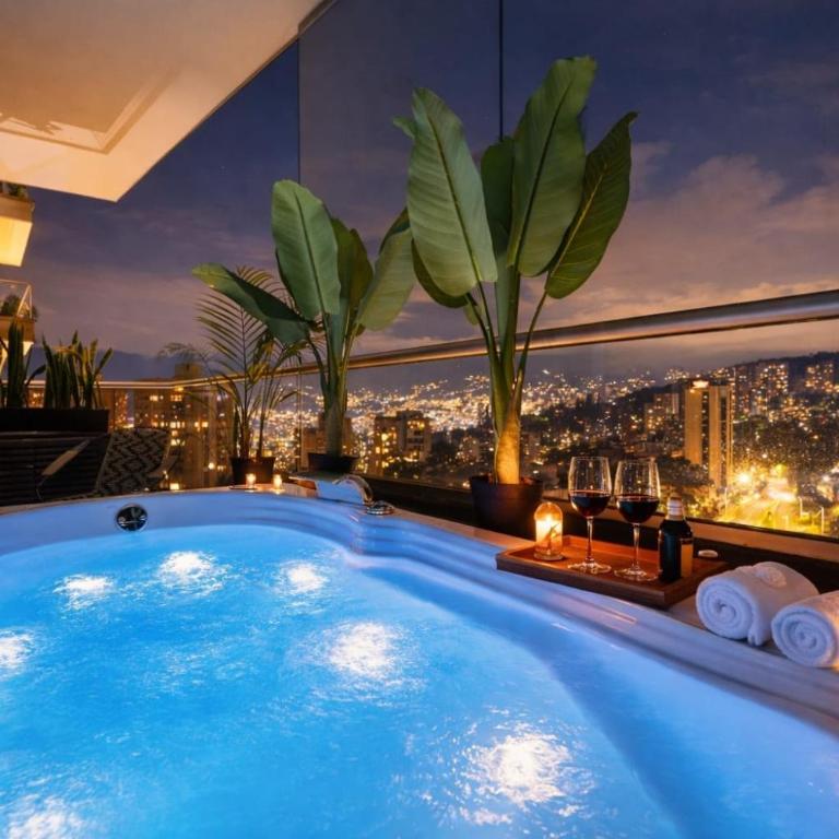 Skyline 11th Floor Mountain View, Private Jacuzzi, AC King Bed - One-Bedroom Apartment - 4