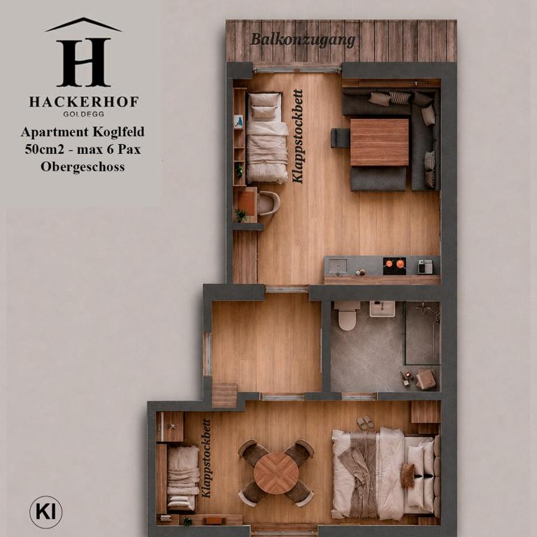 Hackerhof Apartments&Zimmer - Two-Bedroom Deluxe Apartment with Balcony - 13