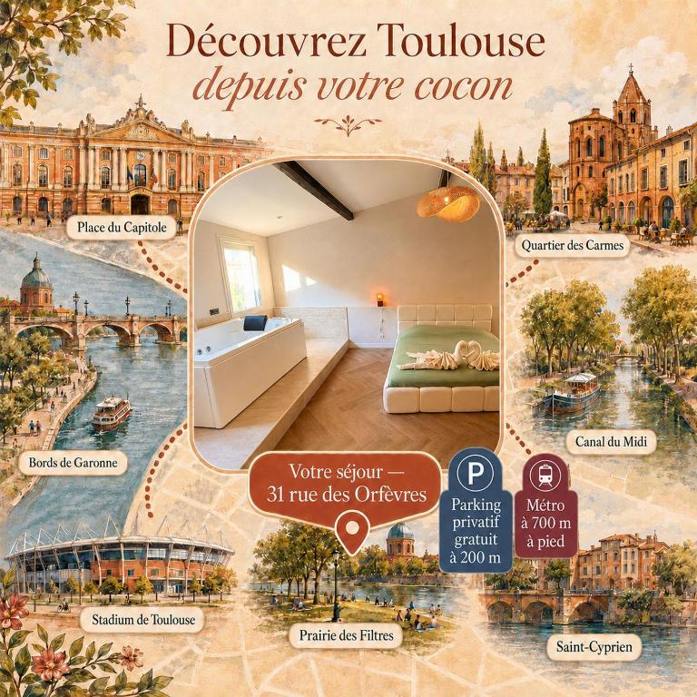 La Parenthèse Rose-Balneo,terrasse et parking - Maison 1 Chambre - 11