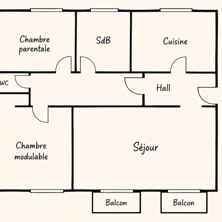 DEAUVILLE Centre - Triangle d'Or - 75m2 - Parking - Lits faits - 6 personnes - Appartement 2 Chambres avec Balcon - 52