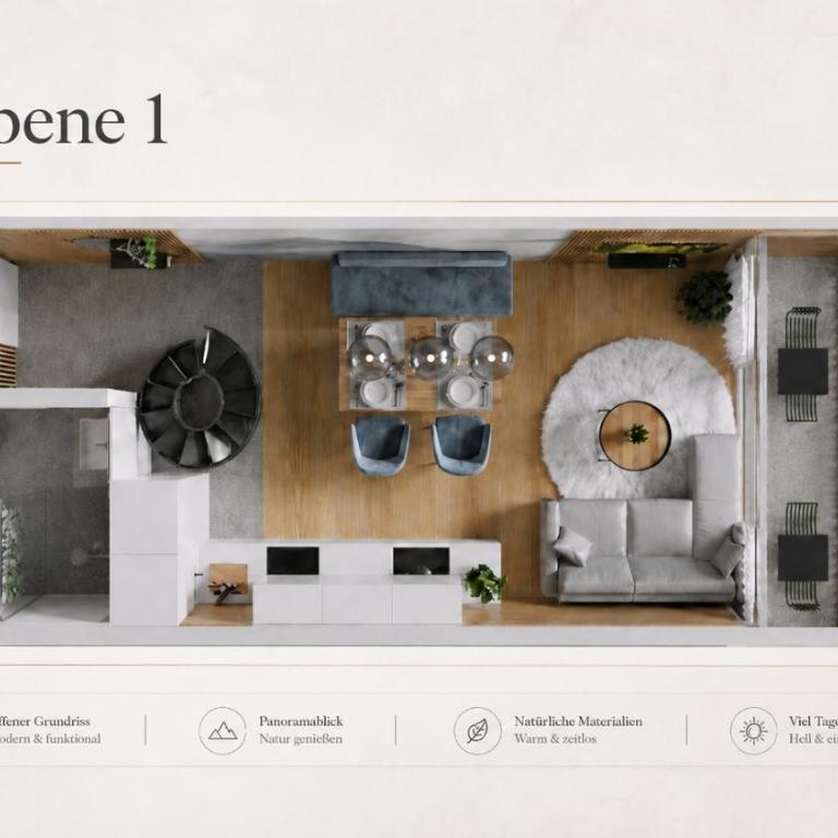 Urlaub in Tauplitz Design Apartment Grimmingblick Hinke - Apartment mit 2 Schlafzimmern - 3