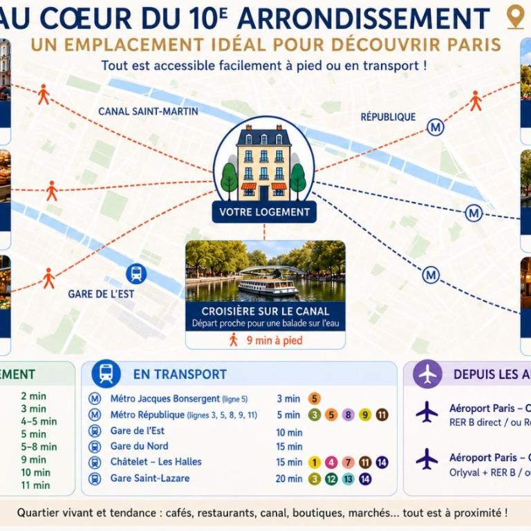 Canal Saint-Martin, proche Marais, Paris à pied, métro à 3 min - Apartment mit 1 Schlafzimmer - 15