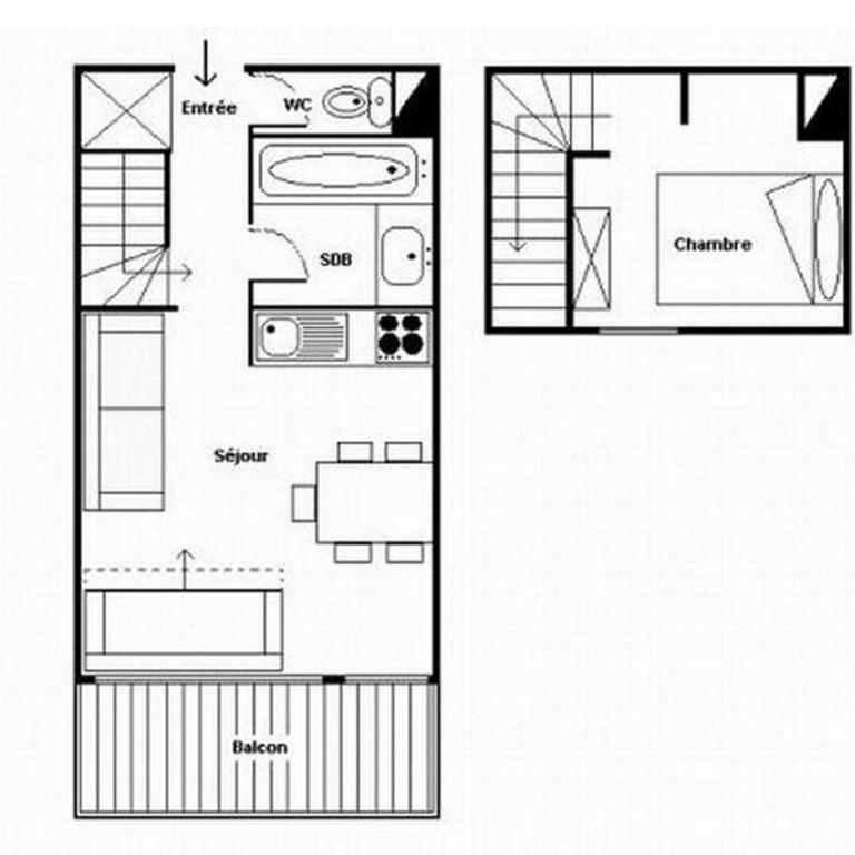 Résidence Boedette A - Appartement duplex · Départ et retour skis aux pieds · Balcon vue montagne MAE-2244 - Appartement - 16