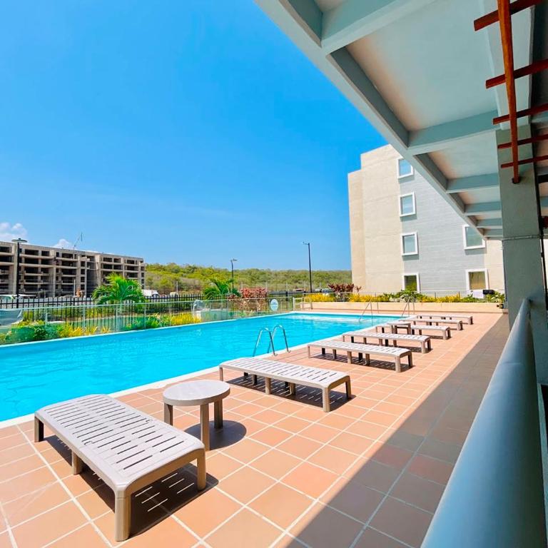 Apartamento completo-playa, piscina, tranquilidad - Two-Bedroom Apartment with Balcony - 8