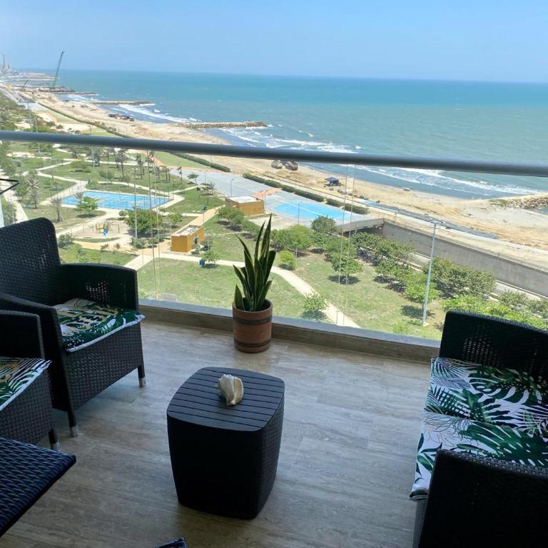 Aparta Suite en Cartagena vista al mar balcon privado Piscina - One-Bedroom Apartment with Sea View and Terrace - 7