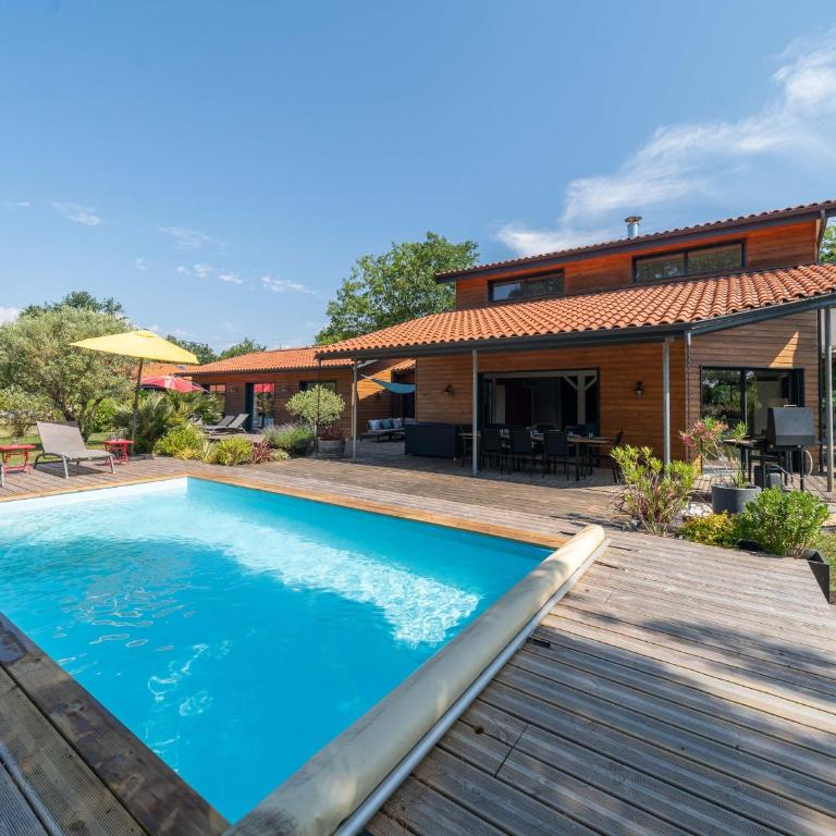 Villa familiale 10 pers. à Biscarrosse avec piscine chauffée, près du lac et des pistes cyclables - FR-1-319-488 - Villa de 3 dormitorios - 1