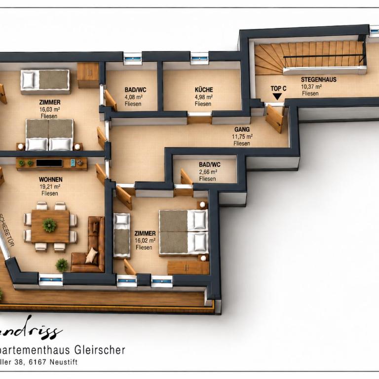 Appartementhaus Gleirscher - Apartment mit 2 Schlafzimmern und Balkon - 14