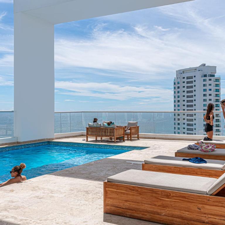 Dúplex en Bocagrande con piscina y vista al mar - Apartamento con vistas al mar - 18