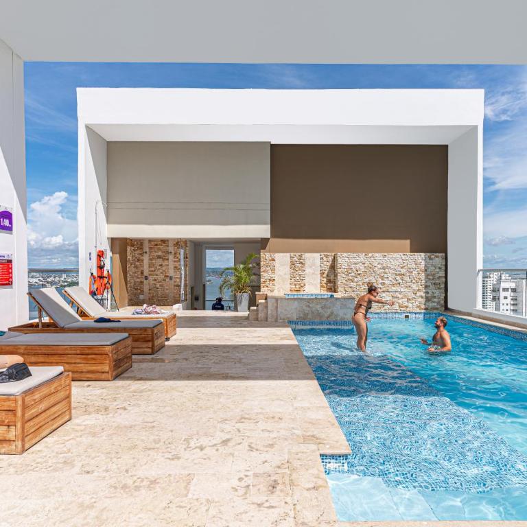 Dúplex en Bocagrande con piscina y vista al mar - Apartamento con vistas al mar - 21
