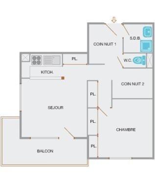 Appartement 2 pièces cabine - Vue sur les montagnes - 5 couchages - LE CHINAILLON - CH060-006 - Appartement - 15