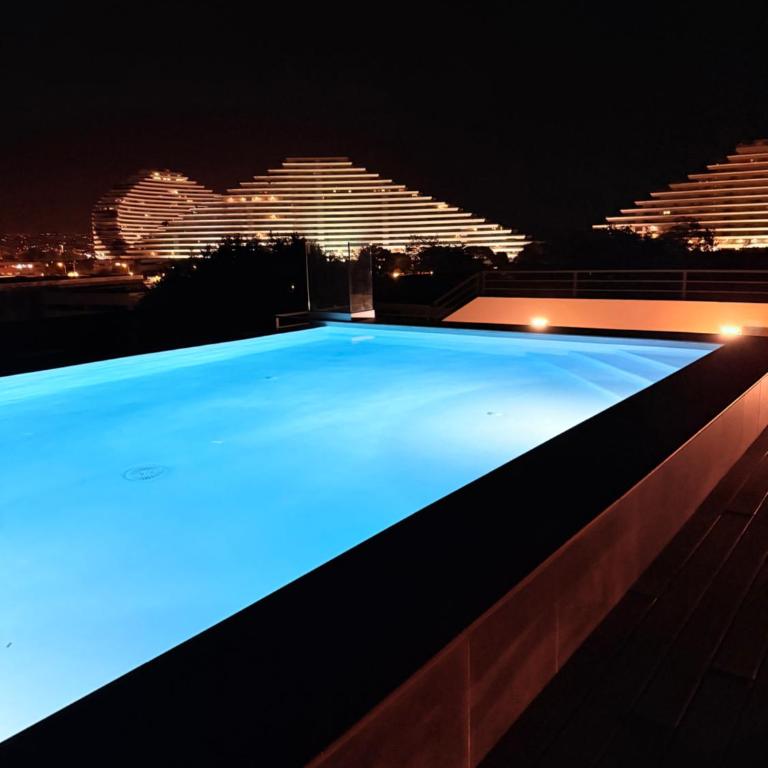 charmant 3 pièces neuf SUR JARDIN piscine débordement en Rooftop VUE MER ET MONTAGNES parking gratuit climatisation 2 CHAMBRES - Appartement 2 Chambres - 3