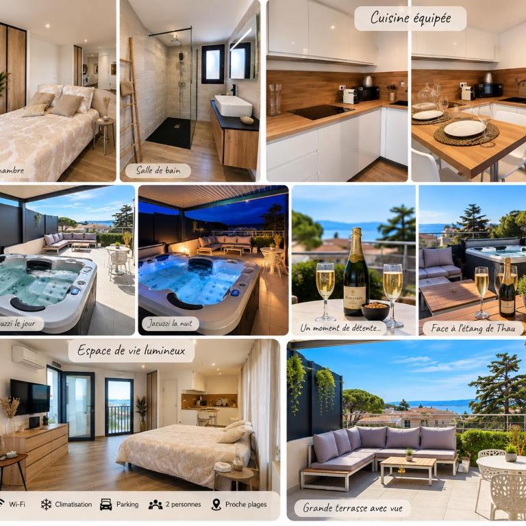 l'hippy chic jacuzzi superbe vue étang de Thau - Apartment mit Poolblick - 33