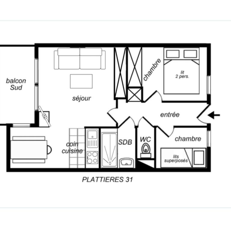 Appartement rénové 2 pièces cabine, Méribel, animaux admis - Appartement 1 Chambre - 25