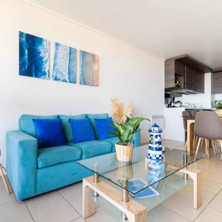 Primera línea con vista al mar y Estacionamiento en Concon - Apartamento de 2 dormitorios con balcón y vistas al mar - 21
