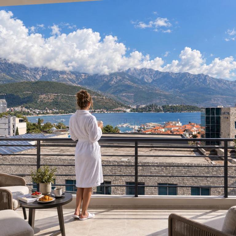 Porta Budva Residences - Near Old Town - Apartment mit 1 Schlafzimmer, Meerblick und Terrasse - 1