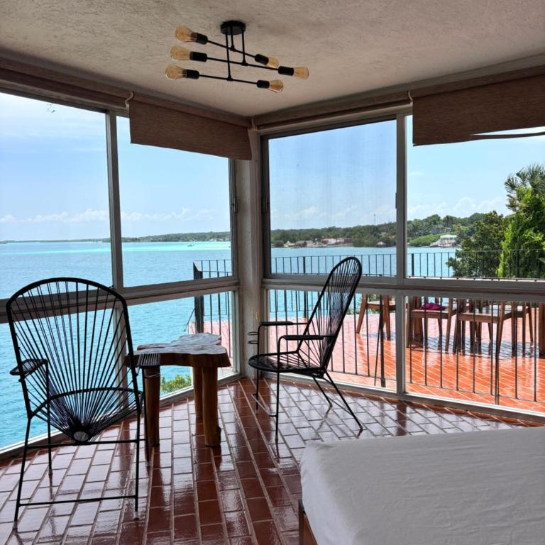 Hotel My Love Bacalar Lagoon Front -Gratis Renta Kayyaks - Family Villa Lagoon View - 2 Bedrooms with Terrace - 12