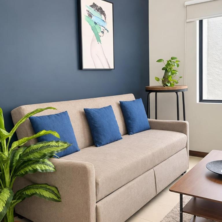 Luz, plantas y dos camas por recámara, Americana - Apartamento de 2 dormitorios - 56