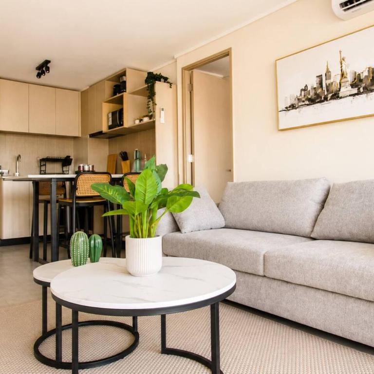 Depto. 2 Dormitorio y 2 baños, AC, parking, Ñuñoa - Apartamento - 52