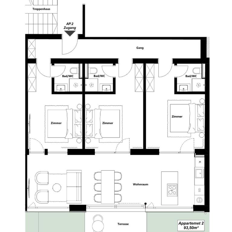 Vista Apartments - Apartment mit 3 Schlafzimmern und Balkon - 1