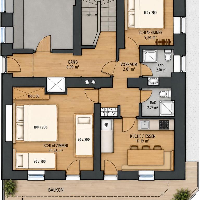 Apartments Hermann Sölden - Apartment mit 2 Schlafzimmern - 6