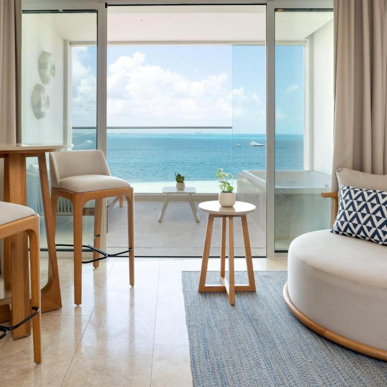 Amare Cancun Adults Only All-Inclusive Resort, Curio Hilton - The One Club - Junior Suite with Two Double Beds and Ocean Front View - 1