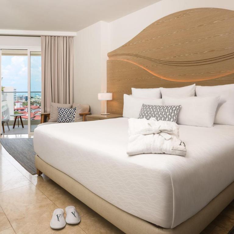 Amare Cancun Adults Only All-Inclusive Resort, Curio Hilton - Junior King Suite with One King Bed and Roll-in Shower - Mobility Access - 3