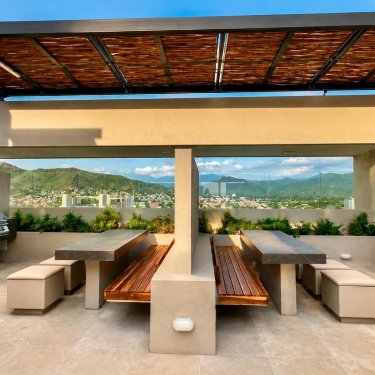 Apartaestudio con vista a la sierra y al mar con piscina, sauna y jacuzzi - One-Bedroom Apartment with Balcony and Sea View - 14
