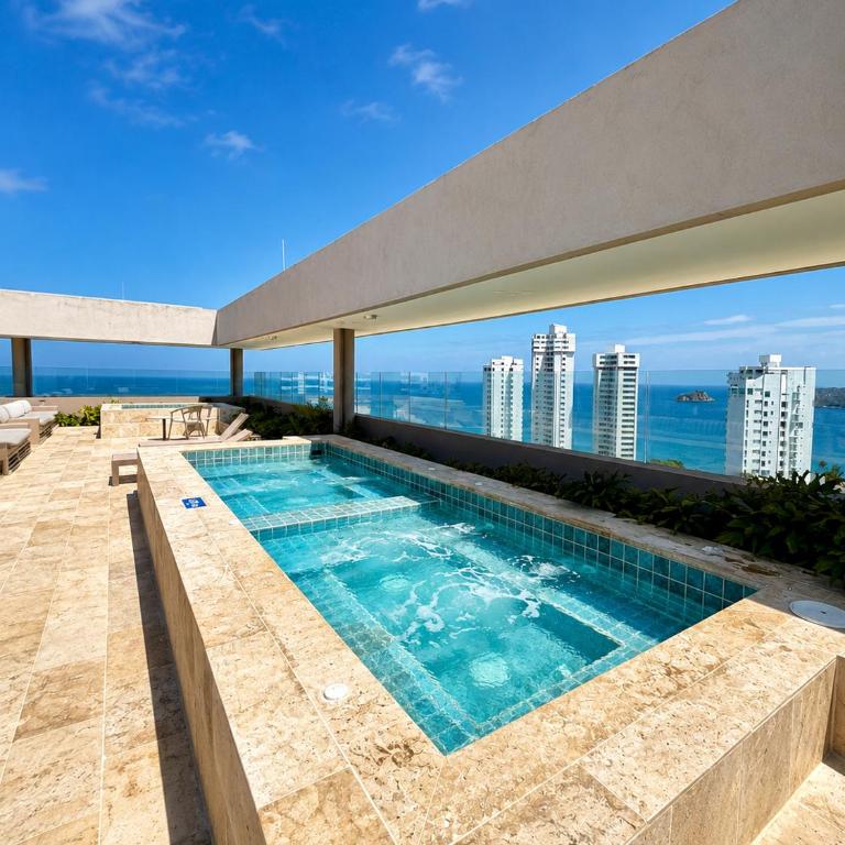 Apartaestudio con vista a la sierra y al mar con piscina, sauna y jacuzzi - One-Bedroom Apartment with Balcony and Sea View - 1