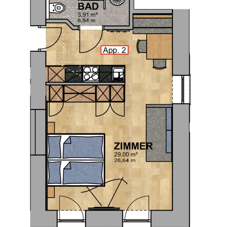 pann Restaurant & Appartements - Apartment mit 1 Schlafzimmer - 4