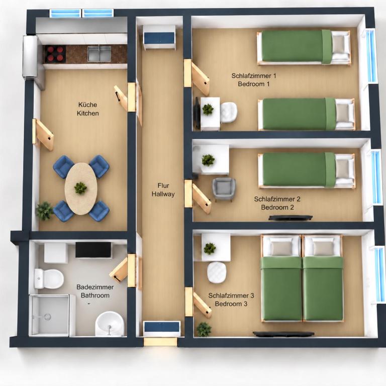 3 Bedroom Apartment-5 Beds Workspace and Smart TV in Every Bedroom near Messe München Fast WiFi Ideal for Business Travellers - Apartment mit 3 Schlafzimmern - 18