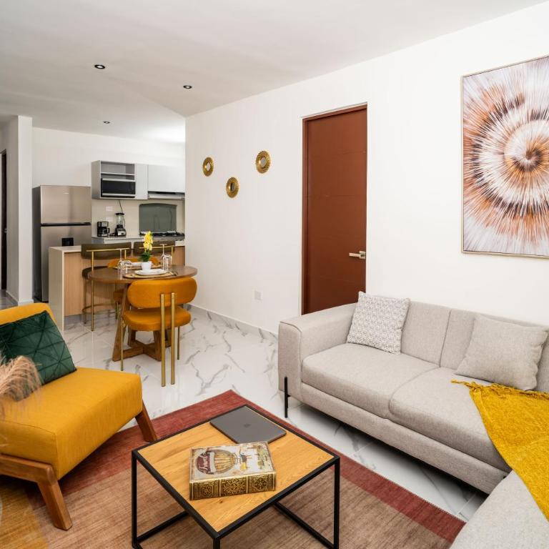Ombu apartamentos con alberca, seguridad 24h, Wifi - Two-Bedroom Deluxe Apartment with Garden View - 7