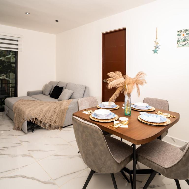 Ombu apartamentos con alberca, seguridad 24h, Wifi - Two-Bedroom Deluxe Apartment with Balcony - 10