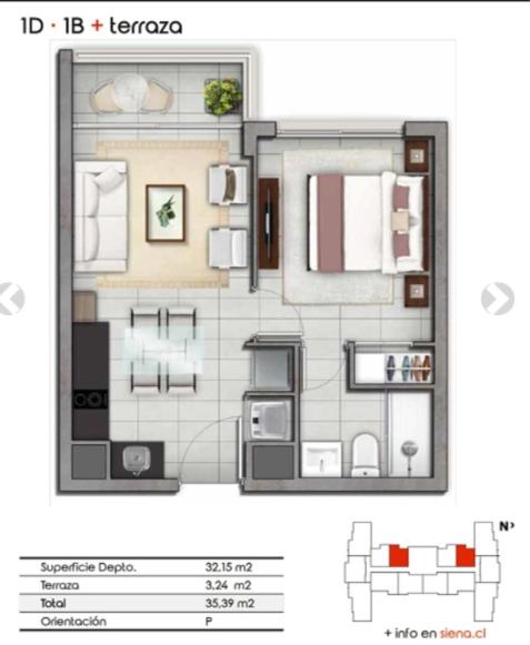 departamento cercano exclusivo 1D 1B - Apartamento de 1 dormitorio - 1