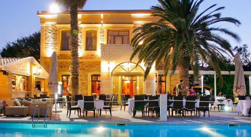a hotel room with a pool and a large swimming pool, Grecian Castle Chios in Chios