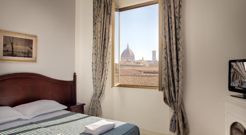 a hotel room with a large window overlooking a city, Adre Majestic View in Florence