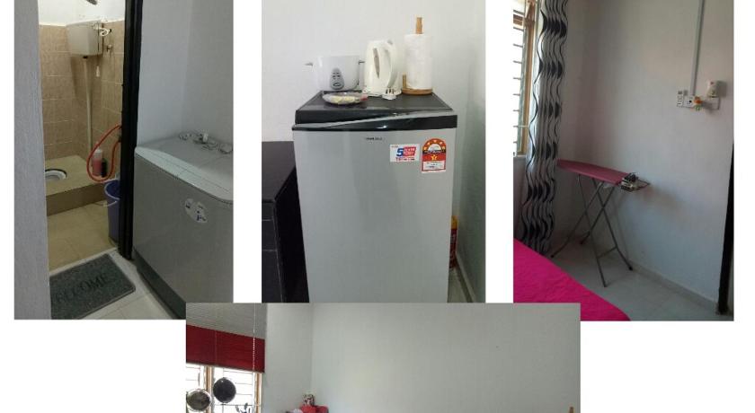 a collage of photos of a kitchen with a sink and a refrigerator, ADAMAYRAA HOMESTAY Tanah Merah in Tanah Merah