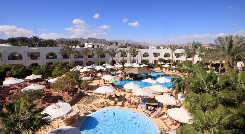 a beach filled with lots of palm trees and palm trees, Xperience St George in Sharm El Sheikh
