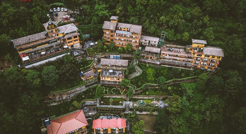 a large building with a bunch of trees on top of it, Hotel Country Villa in Nagarkot