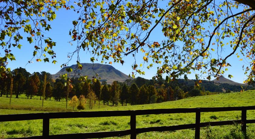 a grassy field with a fence and trees, invermooi estate in